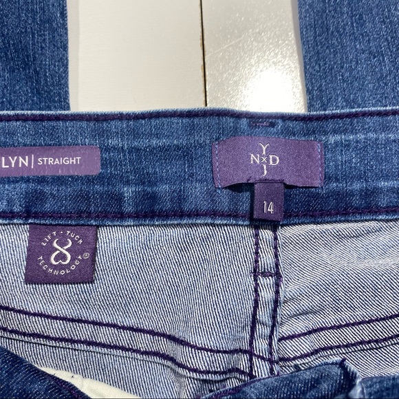 NYDJ Marilyn Straight Lift & Tuck Technology Raw Hem High Rise Jeans NWT Size 14 - Picture 10 of 16
